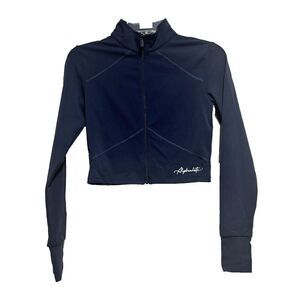 Alphalete Women's Small Crop Jacket Blue Long Sleeve Full Zip High Neck Athletic